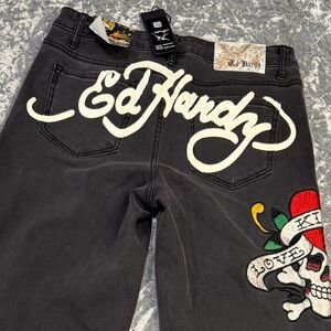 Ed Hardy jeans  26 Faded Black Skull Y2K NWT